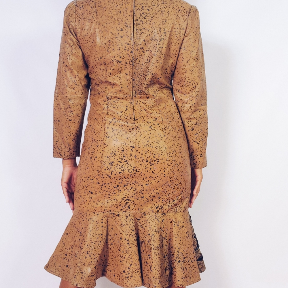 Faux Leather Ruffle Dress - Picture 5 of 13